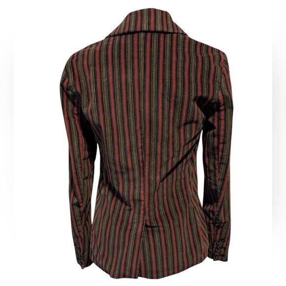 Free People B-Line Striped Velvet Blazer Red Burgundy Academia Jacket - Picture 6 of 10